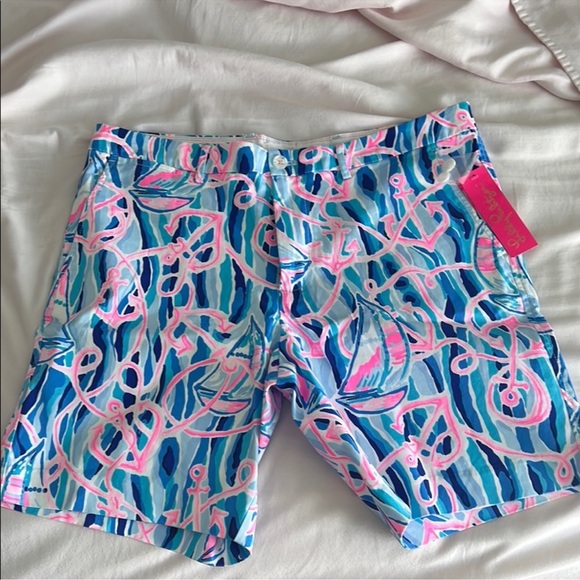 Lilly Pulitzer Skim Blue Patterned Shorts - Picture 1 of 3
